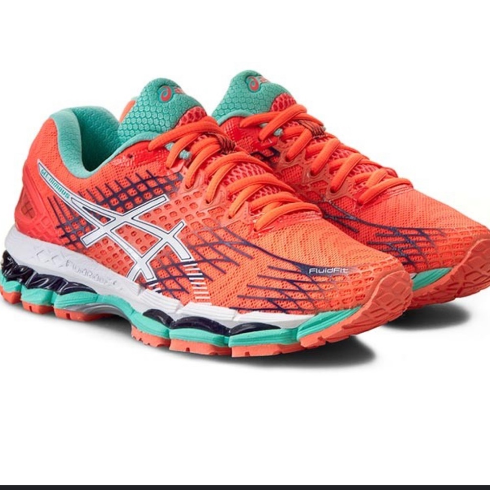 Asics Women's Sneakers in Orange and Teal
